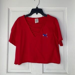 Victoria’s Secret PINK Cropped 4th of July Tee